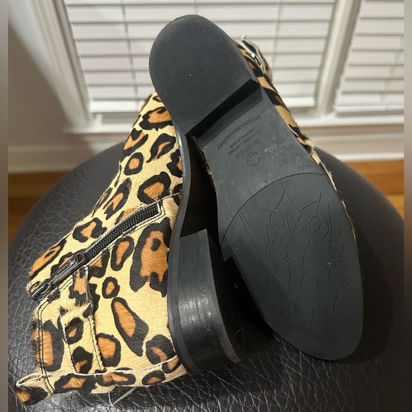 Tami Leopard Print Cow Hair Ankle Boots Animal Print Waterproof Boots! Size 6M - Picture 6 of 10